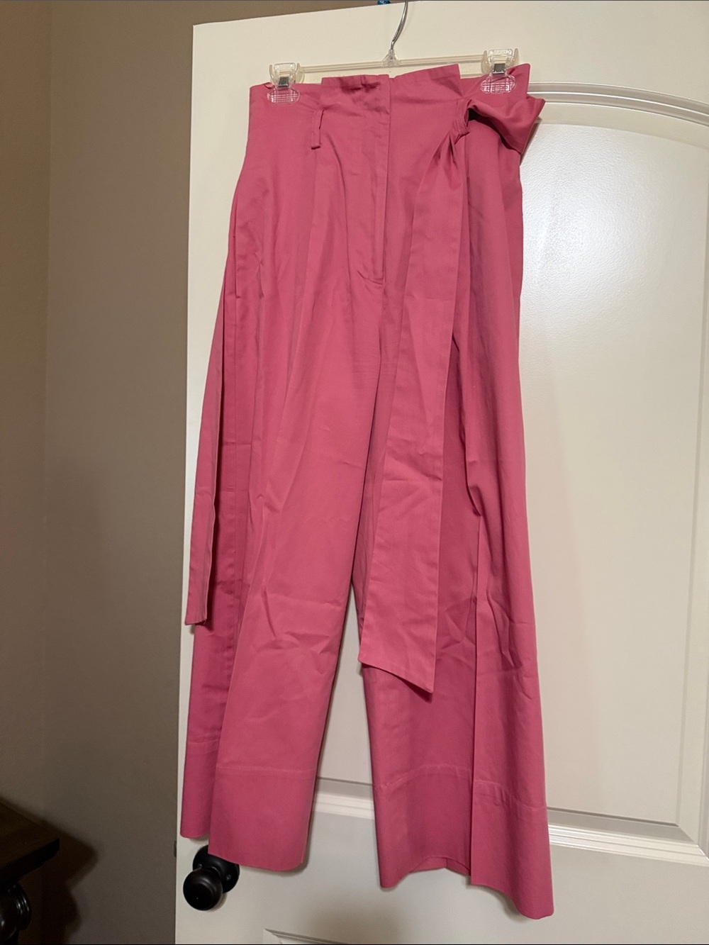 ANTONIO MELANI Rose Pink Wide-Leg High-Waist Pants with Tie Waist